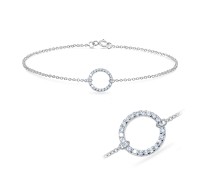 Oval Shape with CZ Stone Silver Bracelet BRS-516